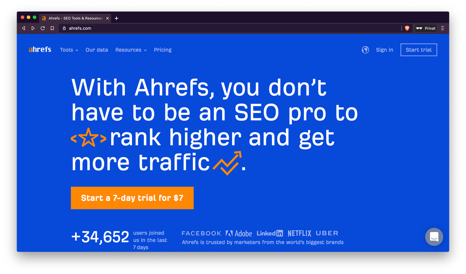 Ahrefs 7-day trial for $7